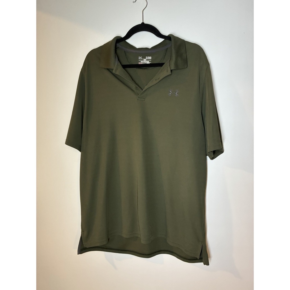Men's olive green Under Armour HeatGear Loose Fit performance polo XL